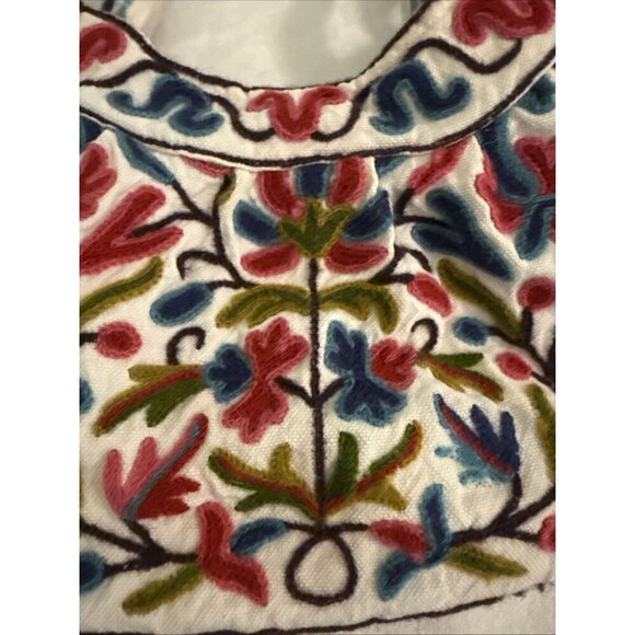 Mitra Wool Embroidered Flowers Purse Shoulder Bag Boho Chic Nepal Sustainable - Picture 2 of 13